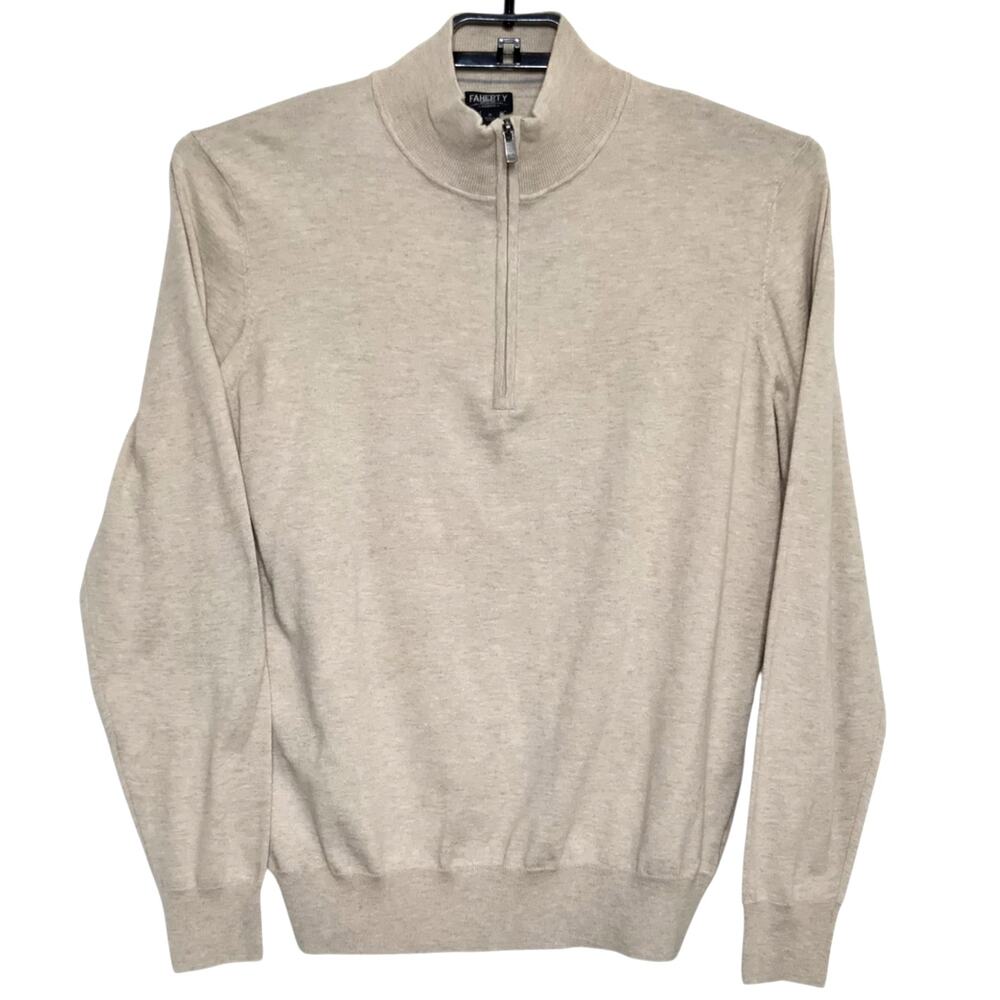 Mens Faherty Movement Quarter Zip Sweater Size Medium Tan Brown